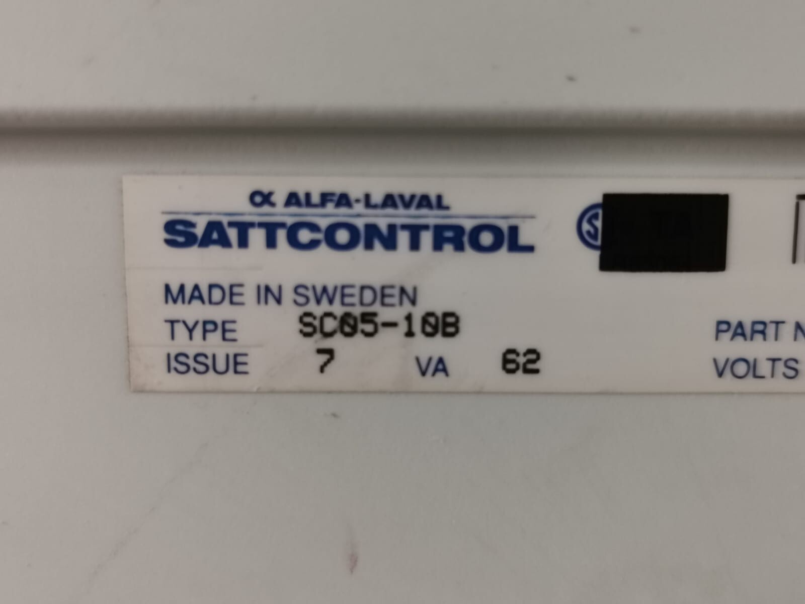 SATTCONTROL 976001003 SATTCONTROL ALFA-LAVAL SC05-10B 976001003 SERIES 7 VA 62 220/110VAC 50HZ 8