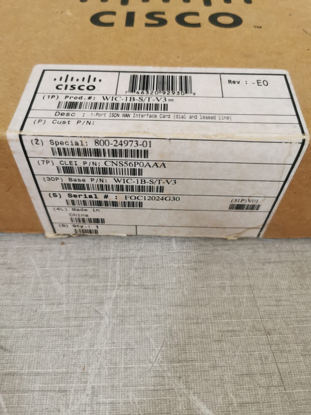 Cisco WIC-1B-S/T-V3 CISCO WIC-1B-S/T-V3 Interface Module 3