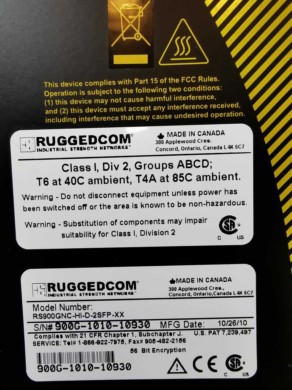RUGGEDCOM RS900GNC-HI-D-2SFP-XX RUGGEDCOM RS900GNC-HI-D-2SFP-XX SWITCH RS900G 10