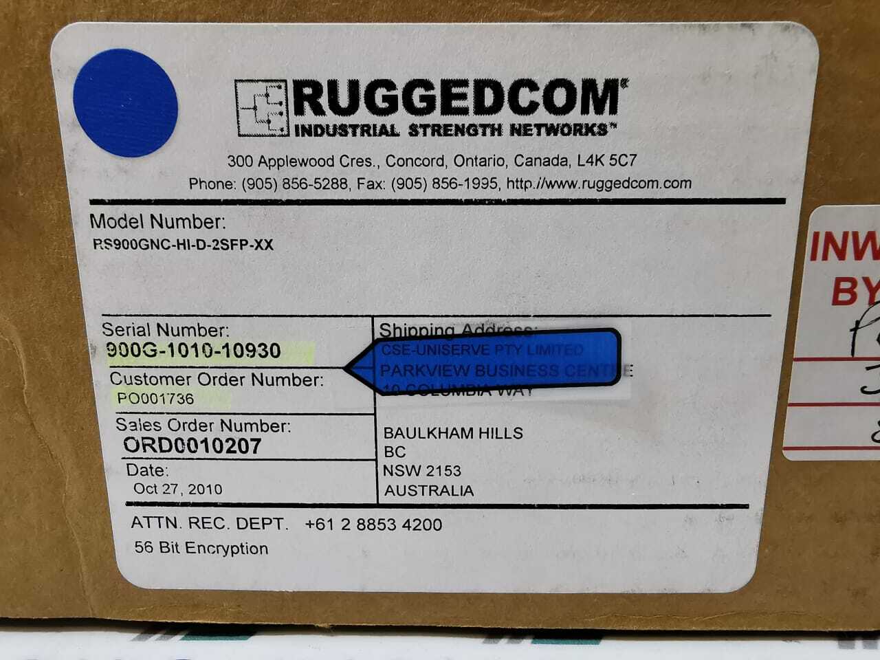 RUGGEDCOM RS900GNC-HI-D-2SFP-XX SWITCH RS900G