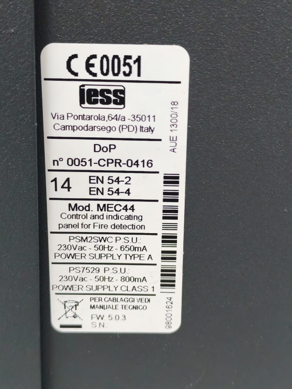 IESS MEC44 IESS MEC44 Control and Indicating Panel for Fire Detection 6