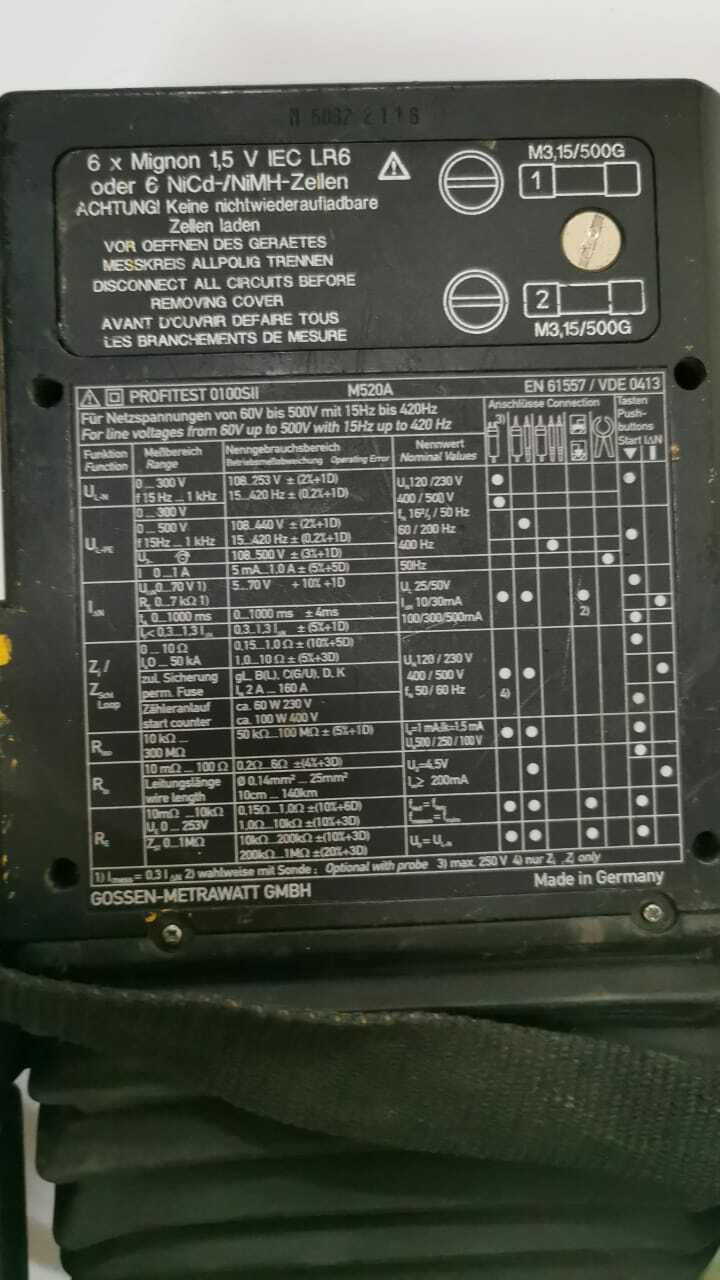 GOSSEN METRAWATT PROFITEST-0100S-II GOSSEN METRAWATT PROFITEST 0100S II Installation Tester 6