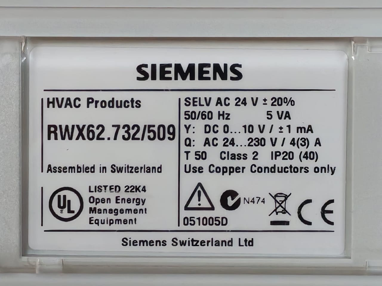 Siemens RWX62.732/509 SIEMENS RWX62.732/509 CONTROLLER 2