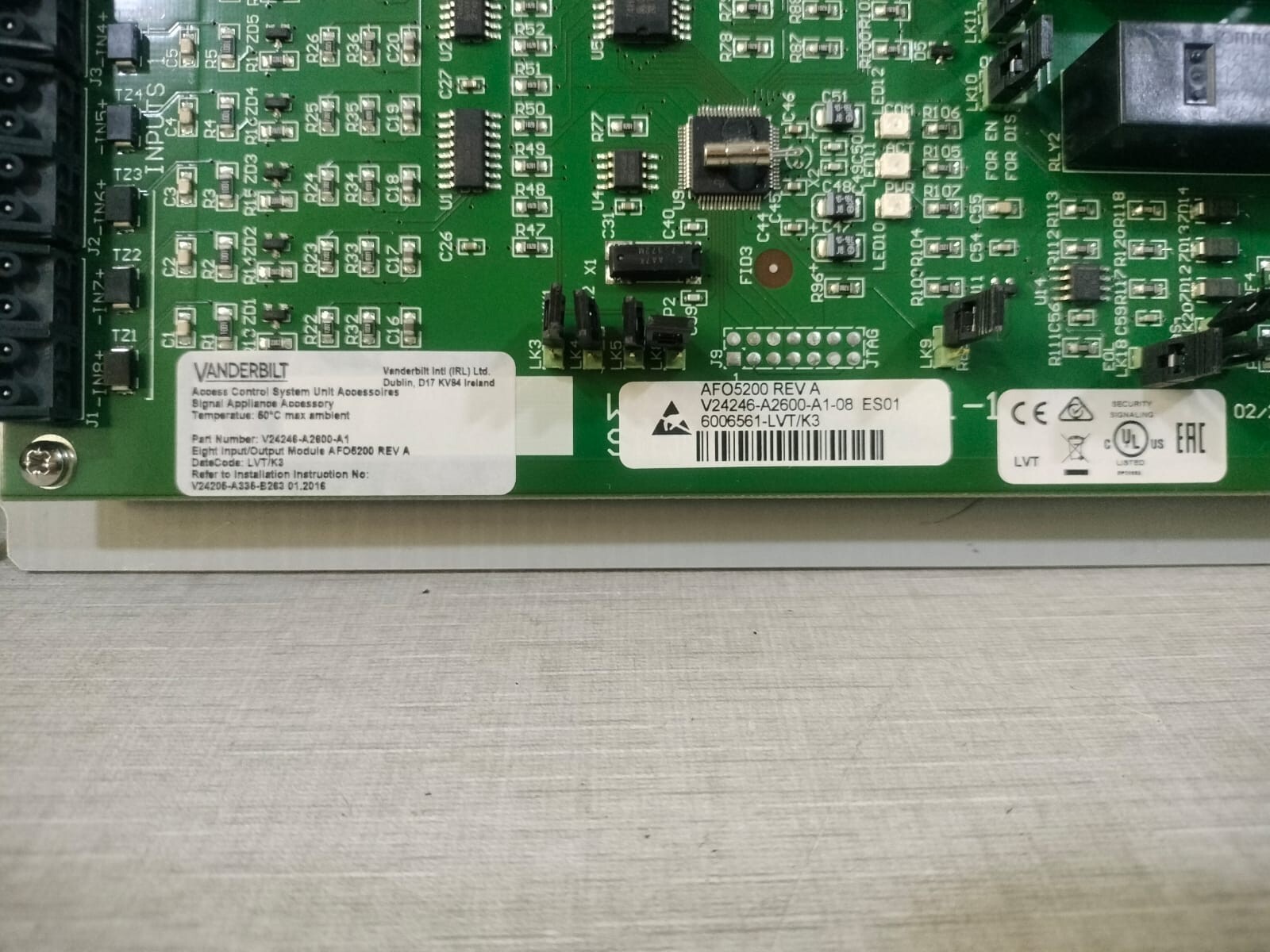 VANDERBILT V24246-A2600-A-08 VANDERBILT AFO5200 Rev. A ACCESS CONTROL UNIT MAIN BOARD V24246-A2600-A-08 3