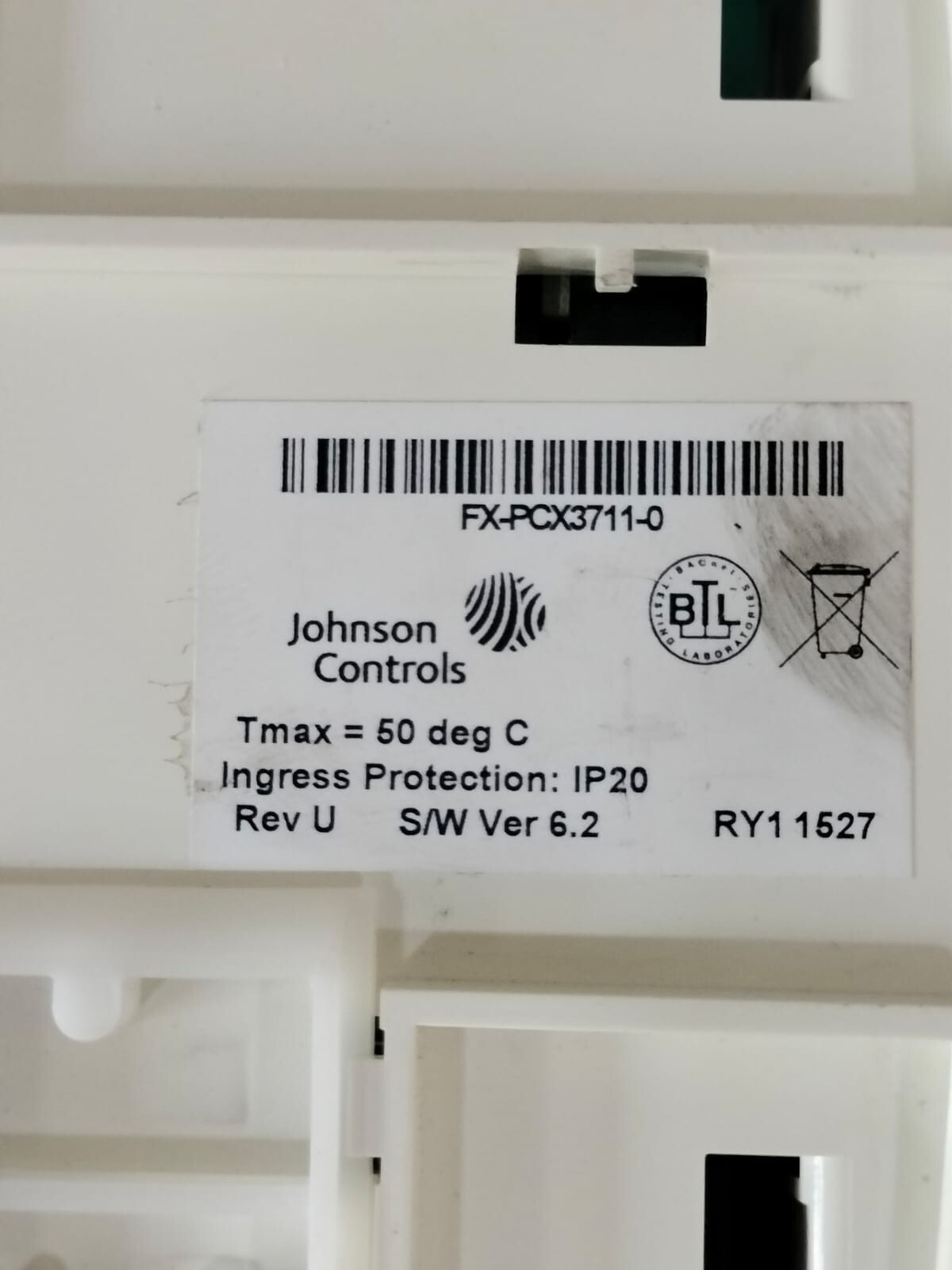 JOHNSON CONTROLS FX-PCX3711-0 REV U S/W VER 6.2 JOHNSON CONTROLS PCX3711 / FX-PCX3711-0 REV U S/W VER 6.2 Expansion Module 4