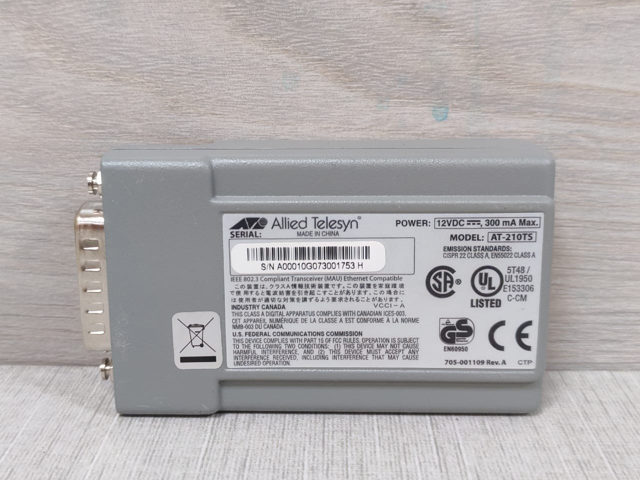 ALLIED TELESYN AT-210TS Allied Telesyn AT-210TS CentreCOM Twisted Pair Transceiver 4