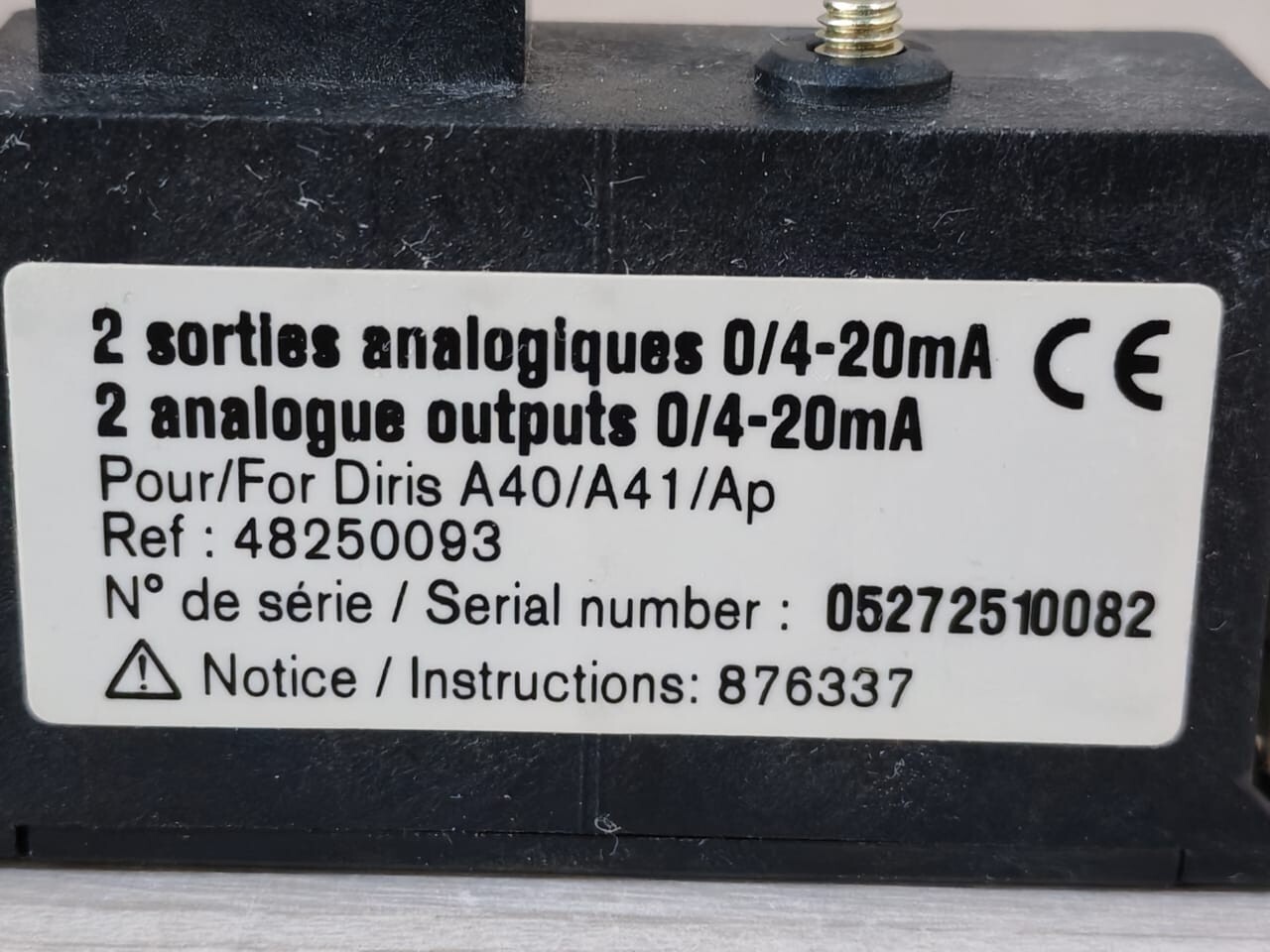 SOCOMEC 0/4-20mA SOCOMEC 48250093 2 ANALOGUE OUTPUTS 0/4-20mA 9