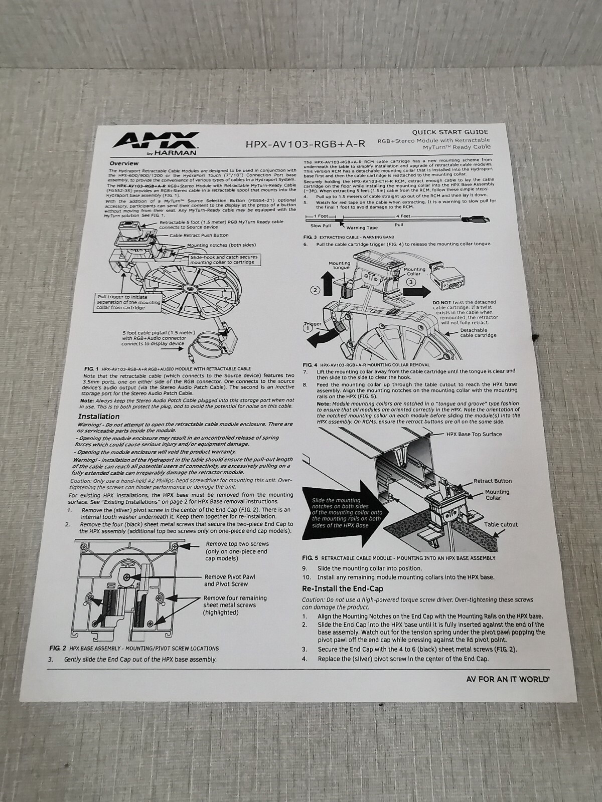 AMX FG552-35 AMX FG552-35 HPX-AV 103-RGB+A-R Audio Retractable HydraPort Cable 8