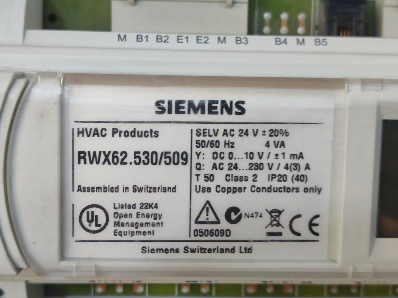 Siemens RWX62.530/509 SIEMENS RWX62.530/509 SEL AC 24V 50/60HZ 4VA HVAC PRODUCTS 2
