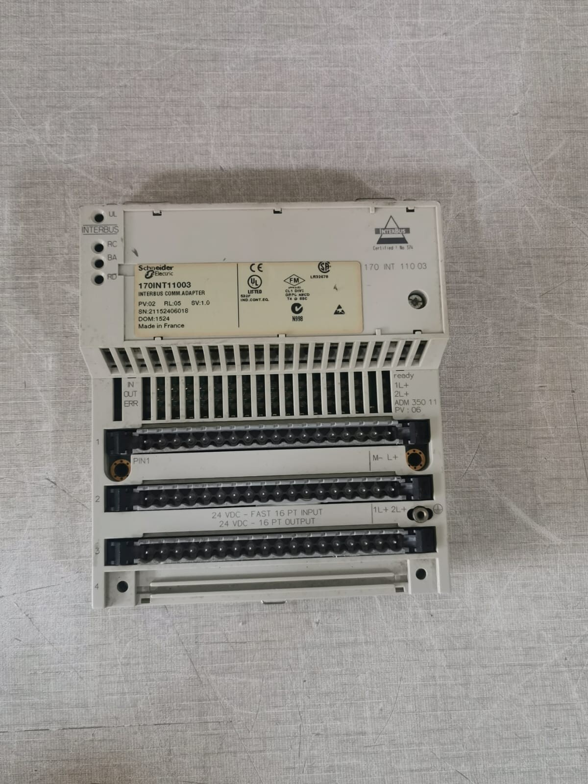 Schneider Electric 170INT11003 Schneider Electric 170INT11003 InterBus Communication Adapter 170ADM35011 3