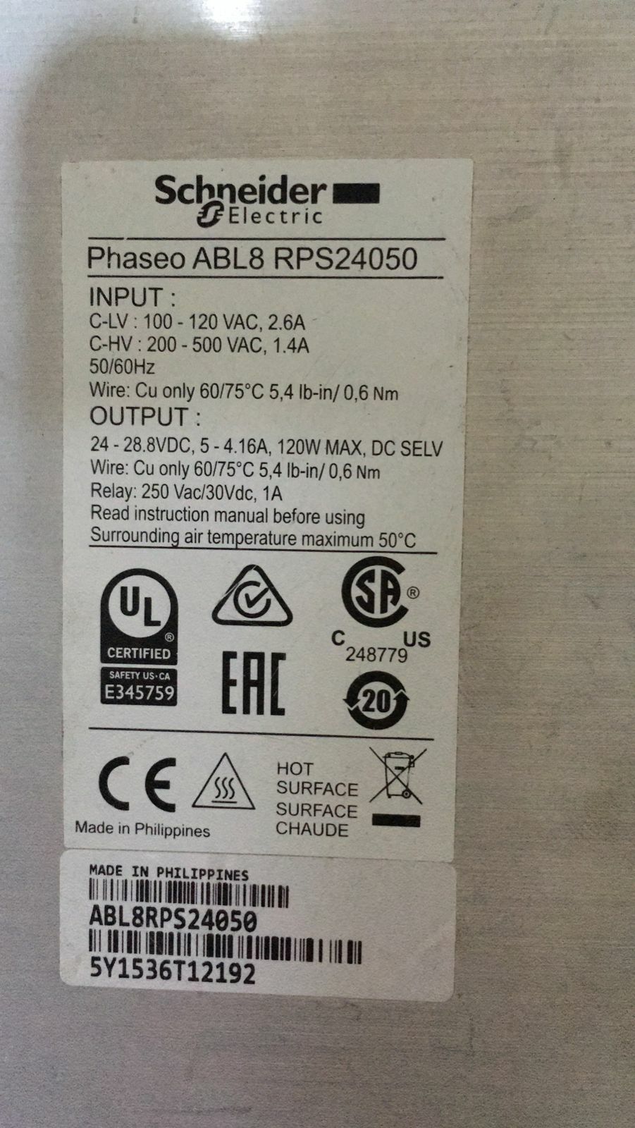 Schneider Electric ABL8 RPS24050 Schneider Electric ABL8 RPS24050 Power Supply 2