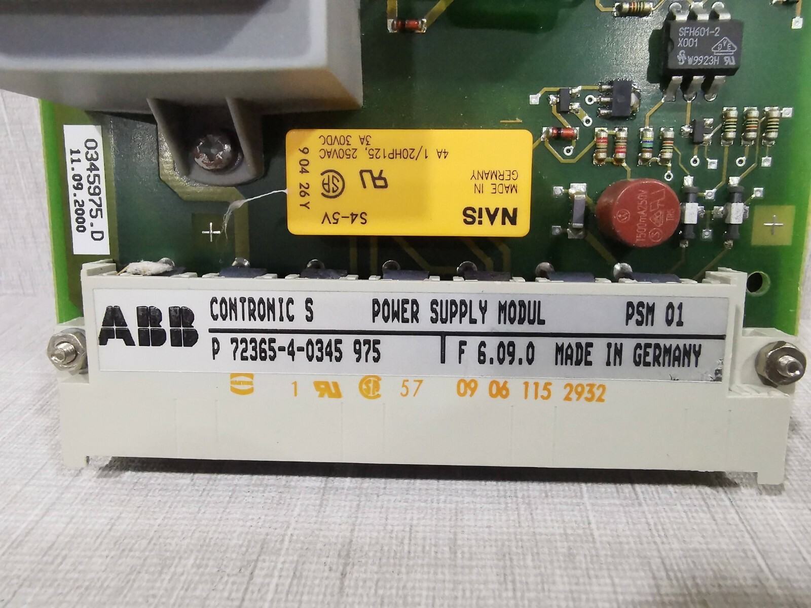 ABB CONTRONICS S 723-4-0345 975 ABB CONTRONICS S 723-4-0345 975 POWER SUPPLY MODULE 2