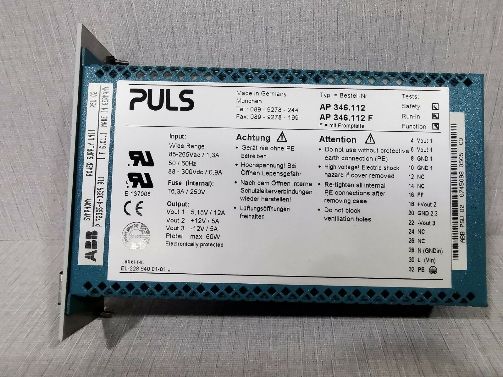 PULS AP 346.112 POWER SUPPLY