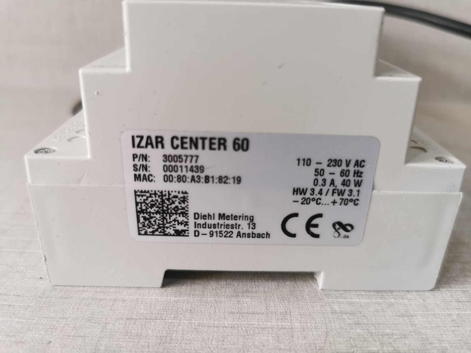 DIEHL IZAR CENTER 60 DIEHL IZAR CENTER 60 3005777 Master Metering Gateway 110-230VAC 50-60Hz 7