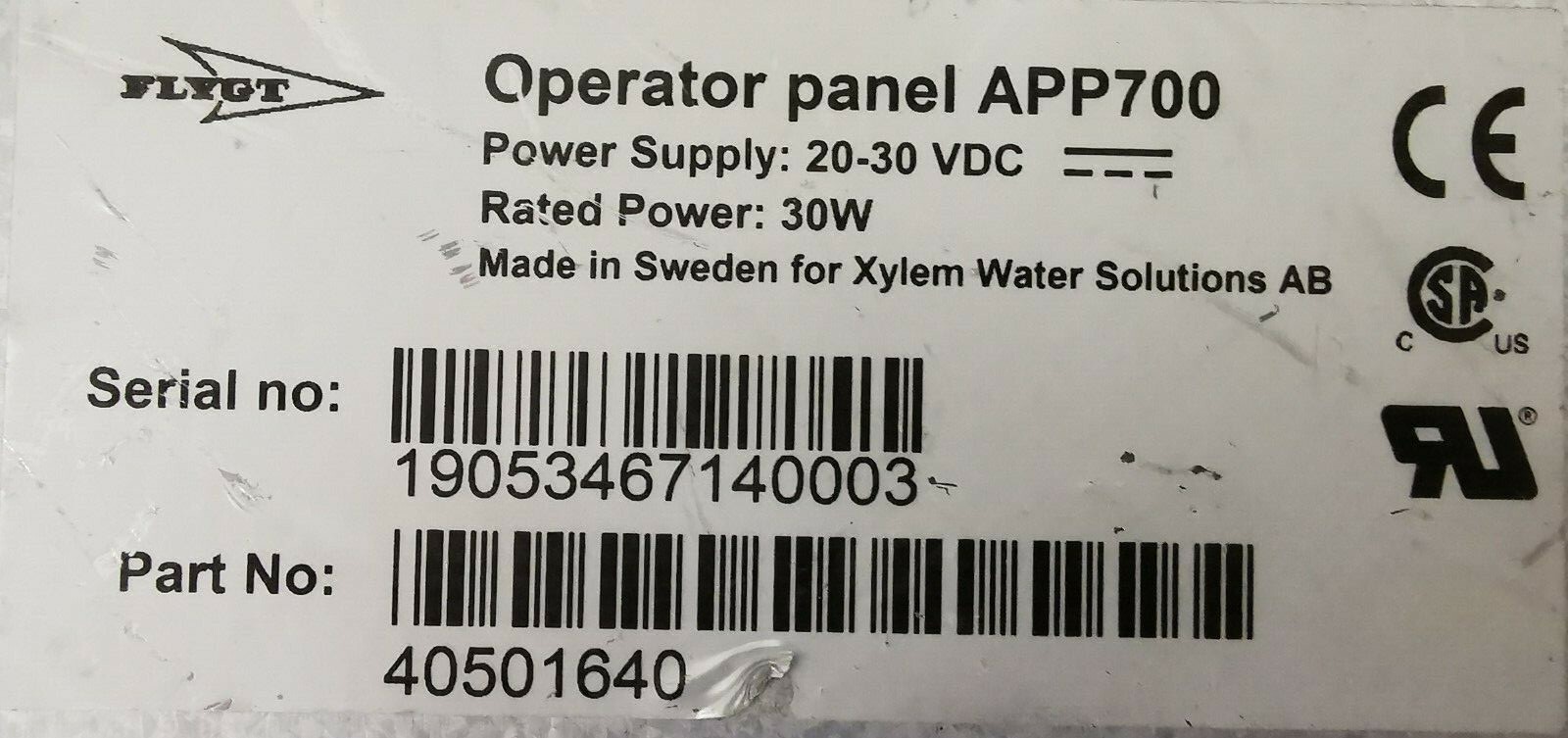 Flygt A ABX1602 FLYGT ABX1602 FRONT REV.5 Operator Panel APP700 5