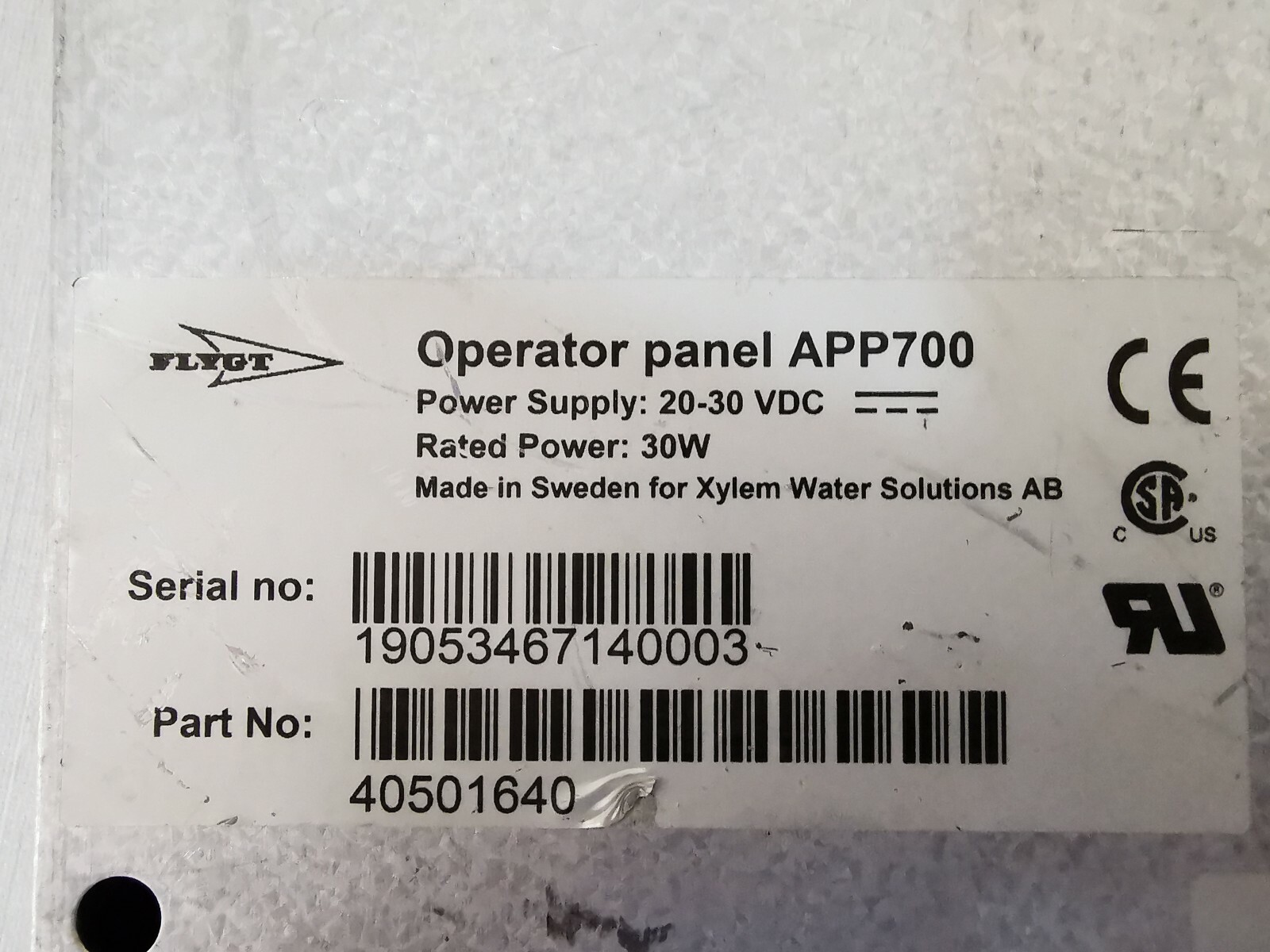 Flygt A ABX1602 FLYGT ABX1602 FRONT REV.5 Operator Panel APP700 6