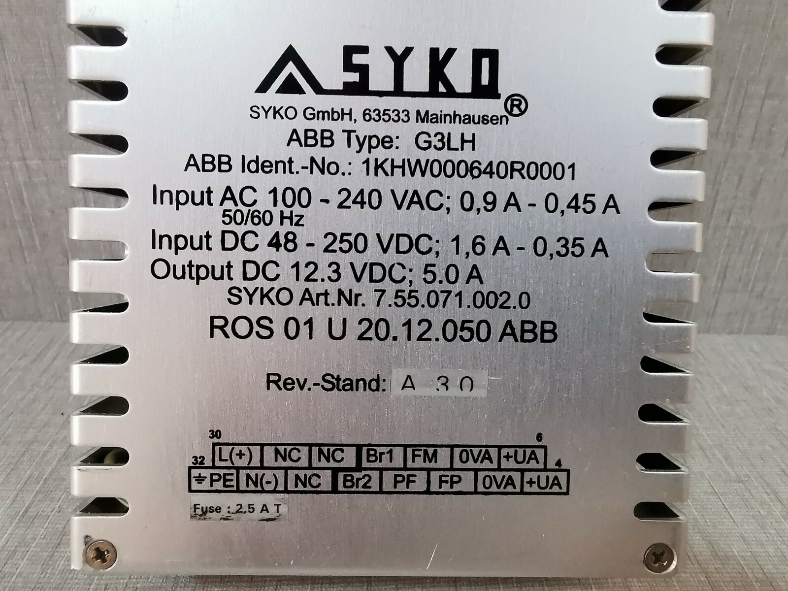 ABB 1KHW000640R0001 ABB G3LH SYKO 1KHW000640R0001 MODULE REV A 3.0 100-240VAC;0.9A-0.45A 50/60Hz 2