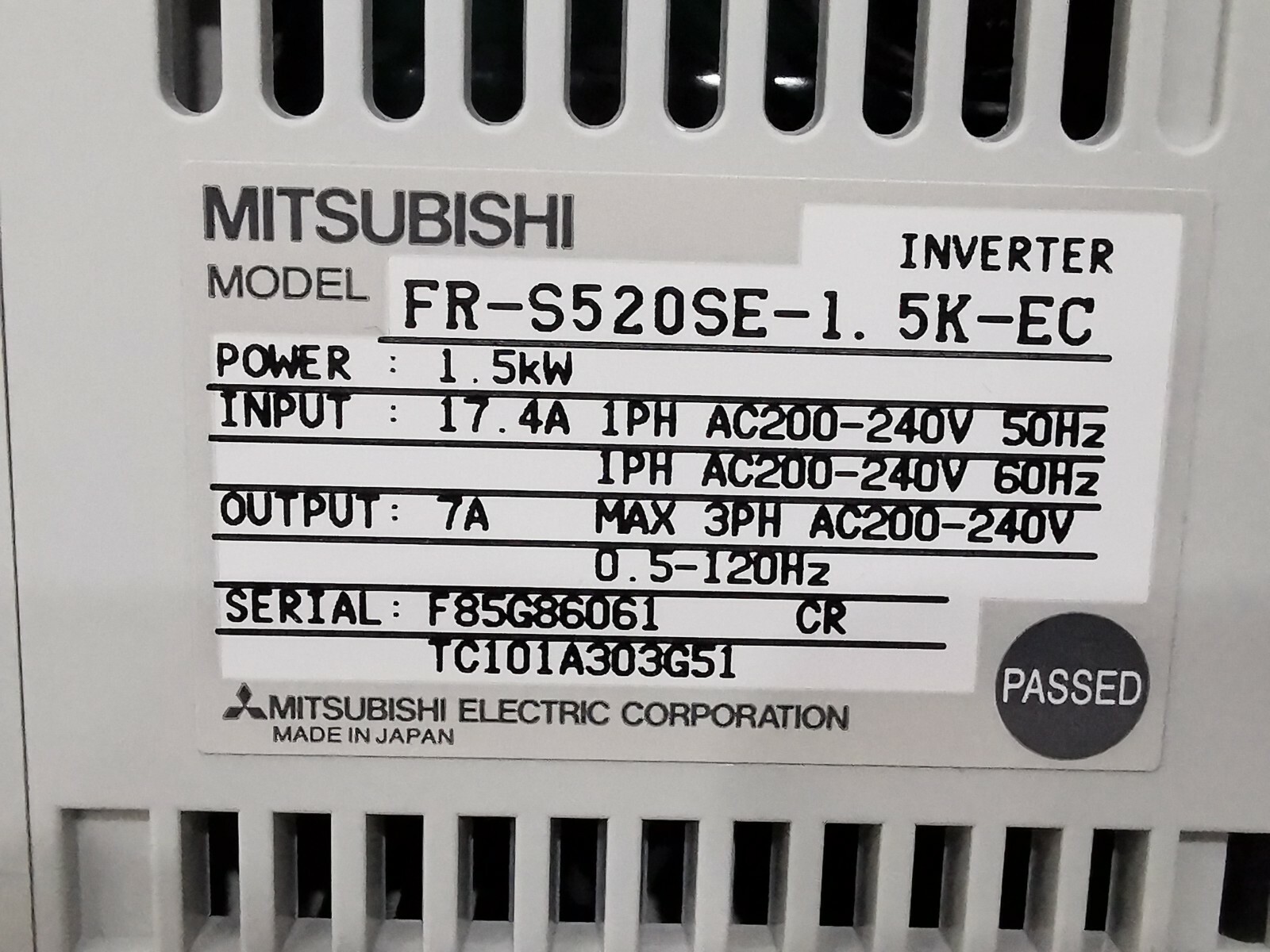 MITSUBISHI FR-S520SE-1.5K-EC MITSUBISHI FR-S520SE-1.5K-EC INVERTER S500 5