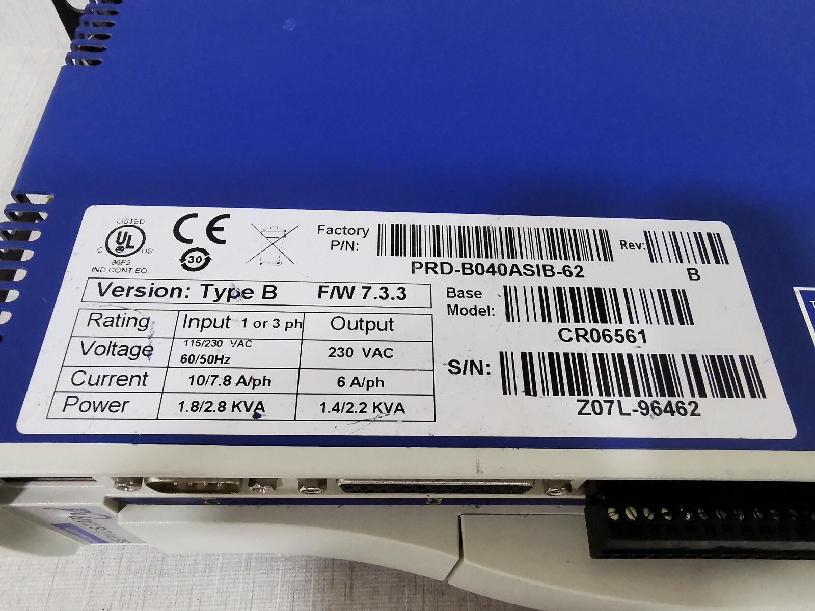 KOLLMORGEN PRD-B040ASIB-62 Type B KOLLMORGEN SERVOSTAR CD PRD-B040ASIB-62 Type B F/W 7.3.3 Controller 5