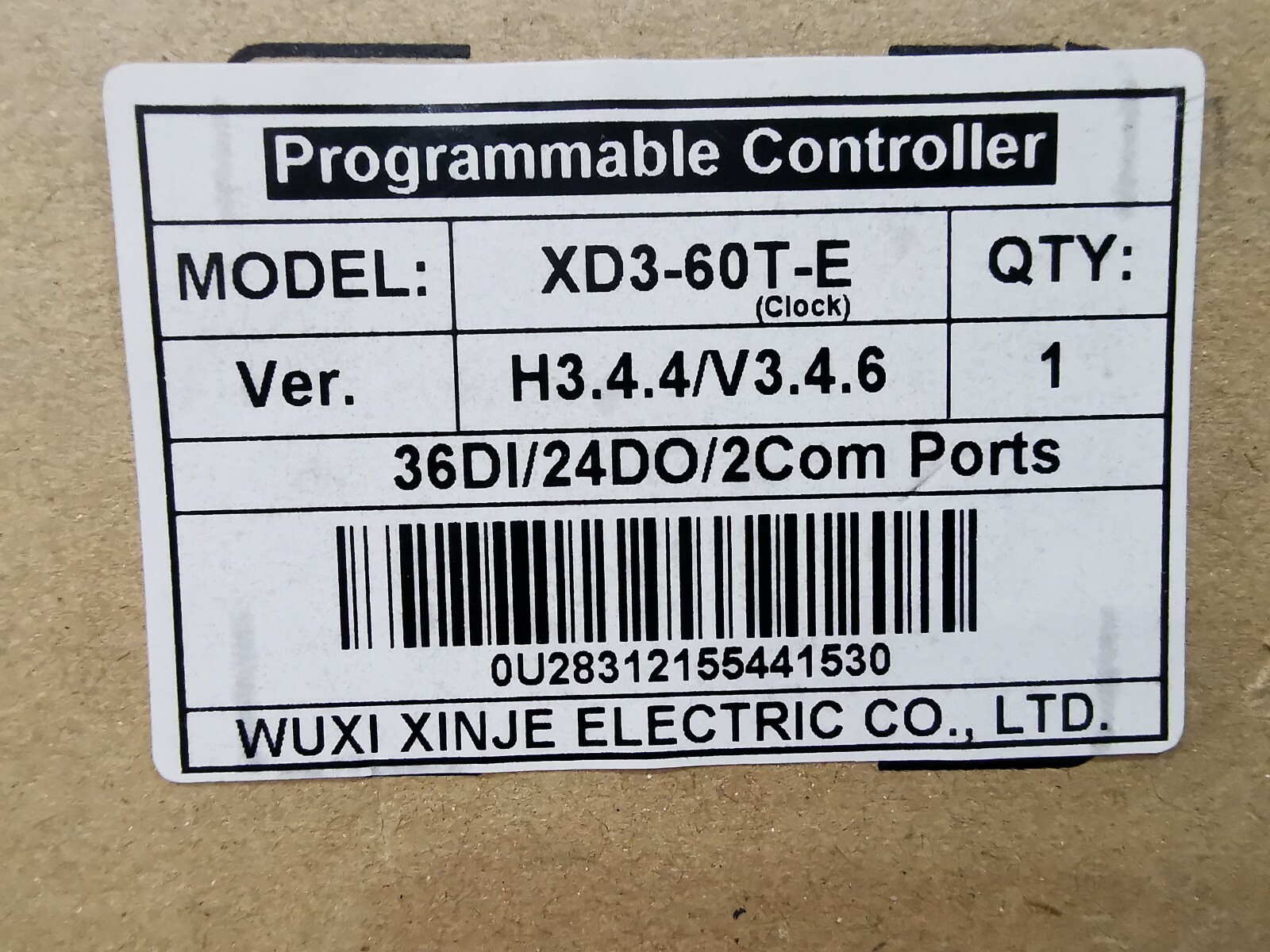 Xinje XD3-60T-E XINJE XD3-60T-E PROGRAMMABLE CONTROLLER H3.4.4/V3.4.6 2