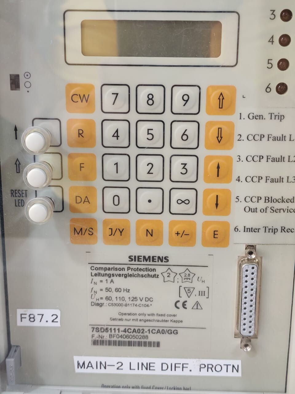 Siemens 7SD5111-4CA02-1CA0/GG SIEMENS 7SD5111-4CA02-1CA0/GG Comparison Protection Relay 5