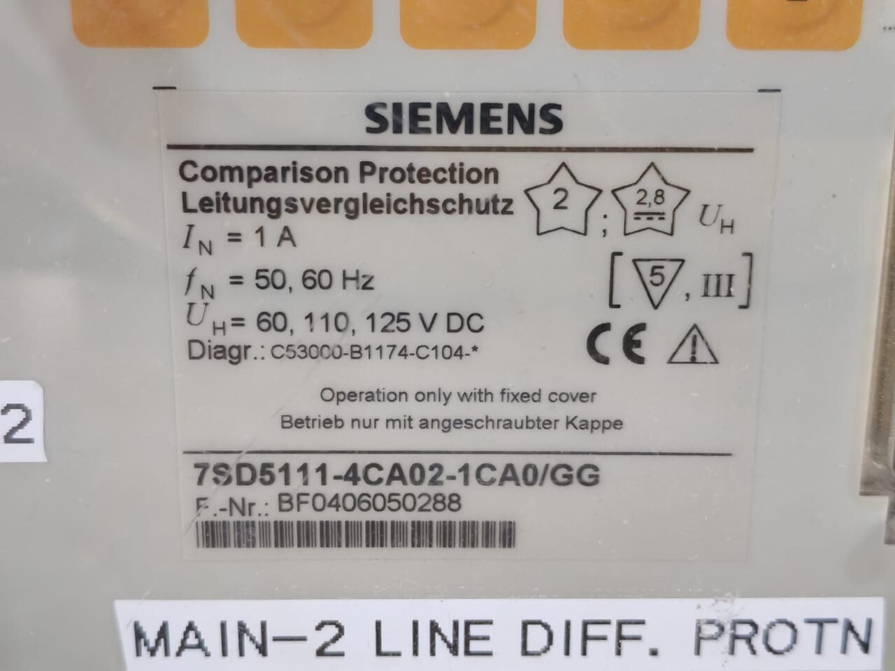 Siemens 7SD5111-4CA02-1CA0/GG SIEMENS 7SD5111-4CA02-1CA0/GG Comparison Protection Relay 6
