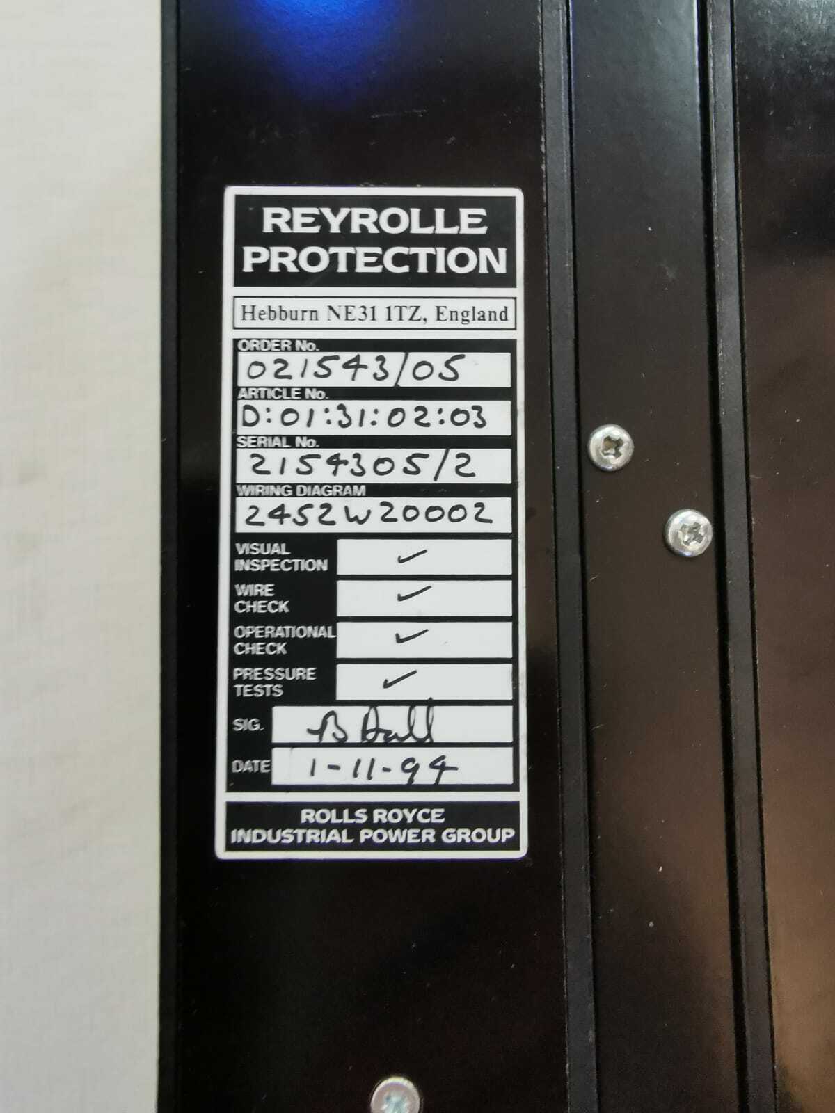 Reyrolle 2DCC-IDMTL NEI Reyrolle Protection 2DCC IDMTL Protection 2DCC D-01-31-02-03 6