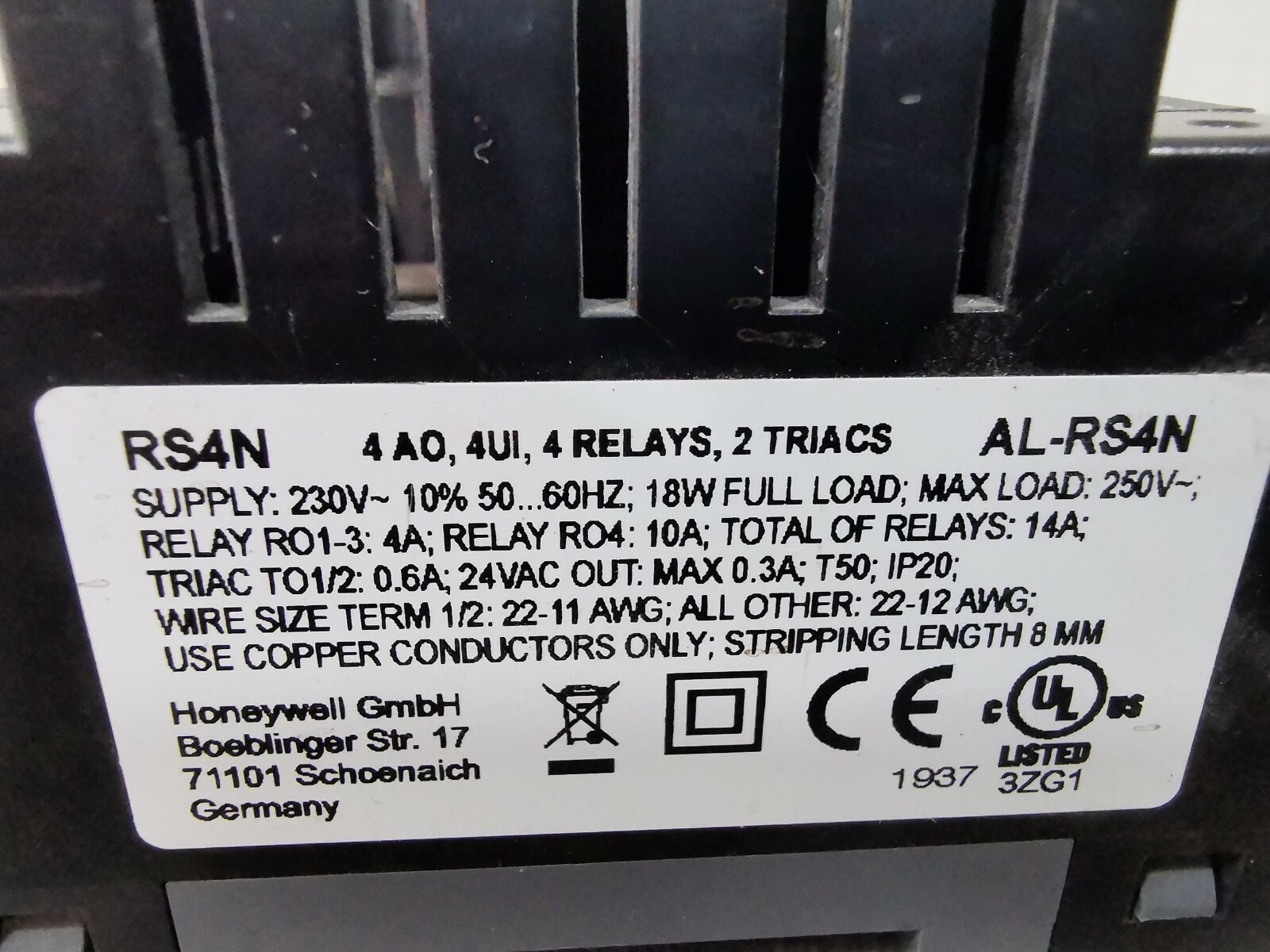 Alerton AL-RS4N Alerton AL-RS4N Bacnet IRM Application FCU Controller RS4N 230V 5