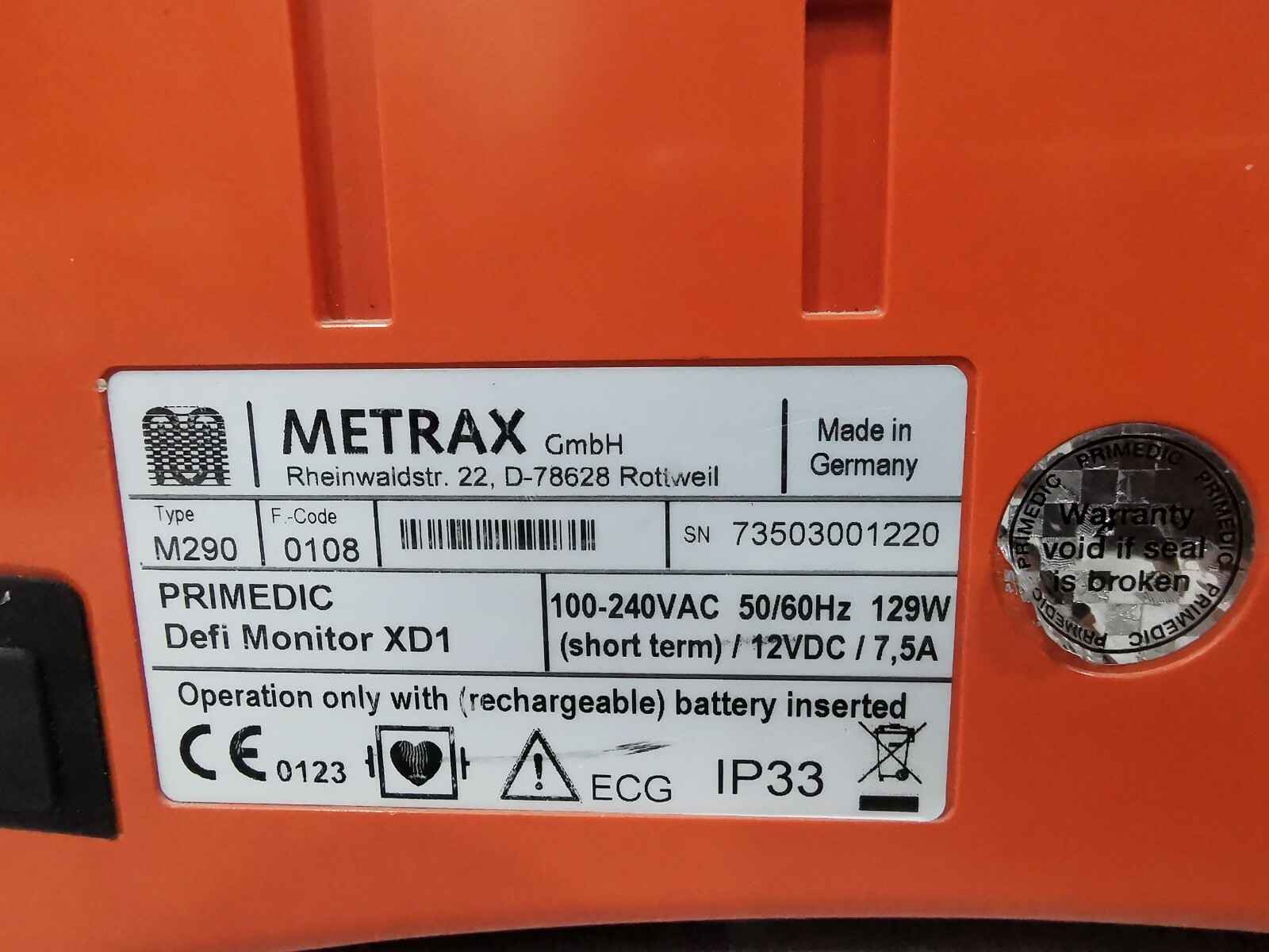 METRAX XD1 METRAX PRIMEDIC Defi Monitor XD1 Multi-Parameter 4