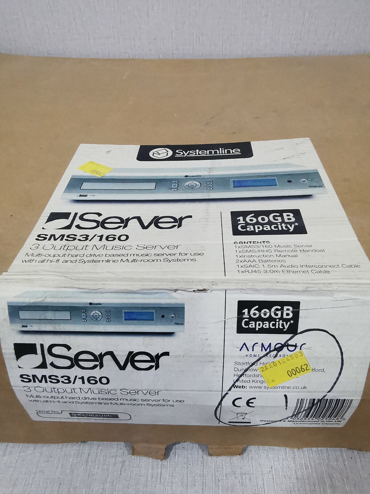 Systemline SMS3/160 Systemline Server SMS3/160 3 Output Music Server 8