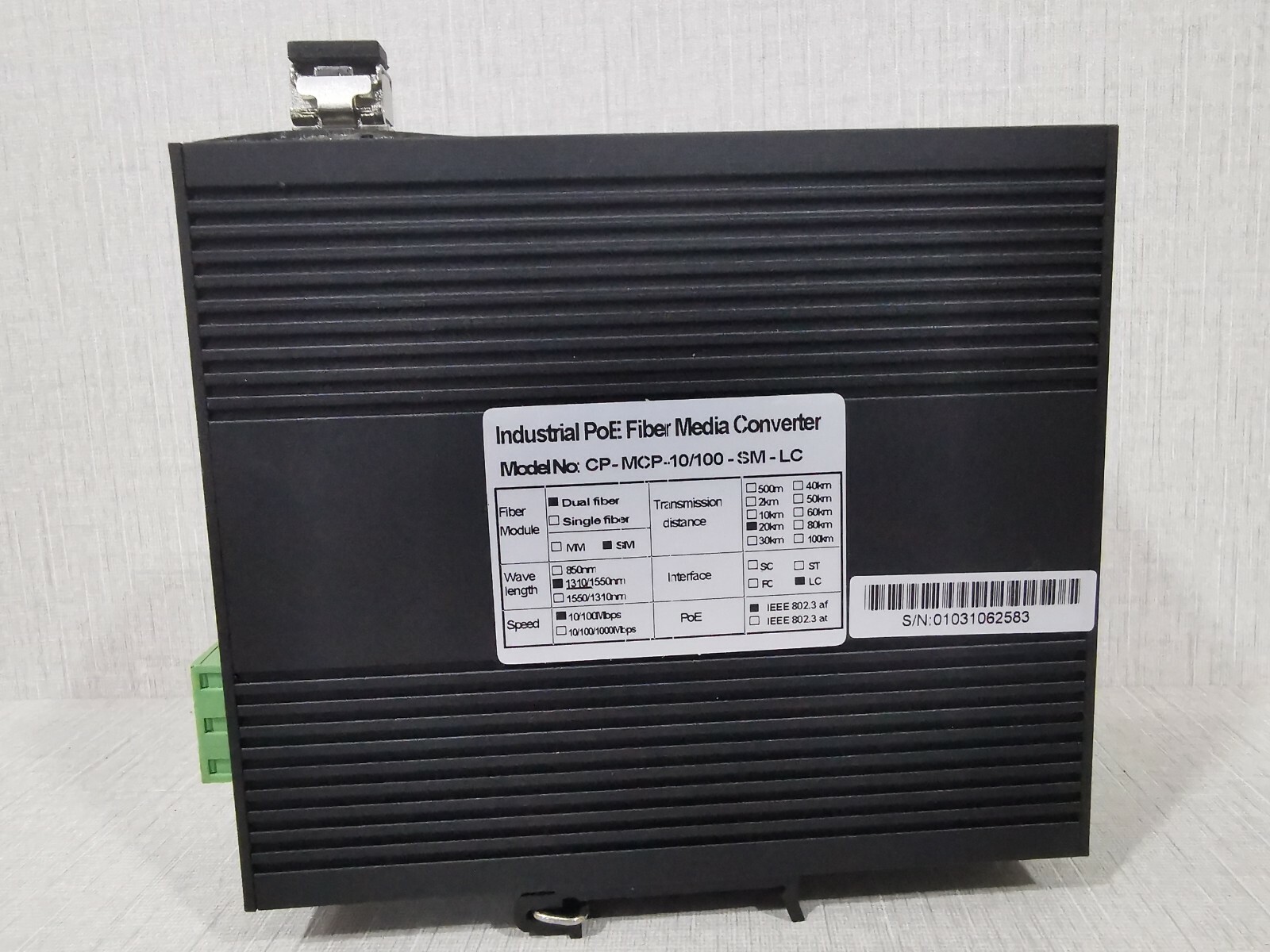 Unbranded CP-MCP-10/100-SM-LC Industrial PoE Fiber Media Converter CP-MCP-10/100-SM-LC 3