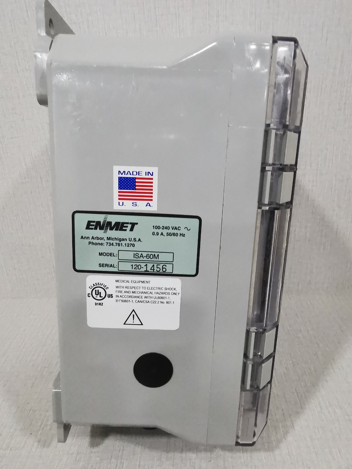 ENMET ISA-60M ENMET ISA-60M GAS OXYGEN MONITOR ALARM 100-240VAC W/O ANY ACCESSORIES 5