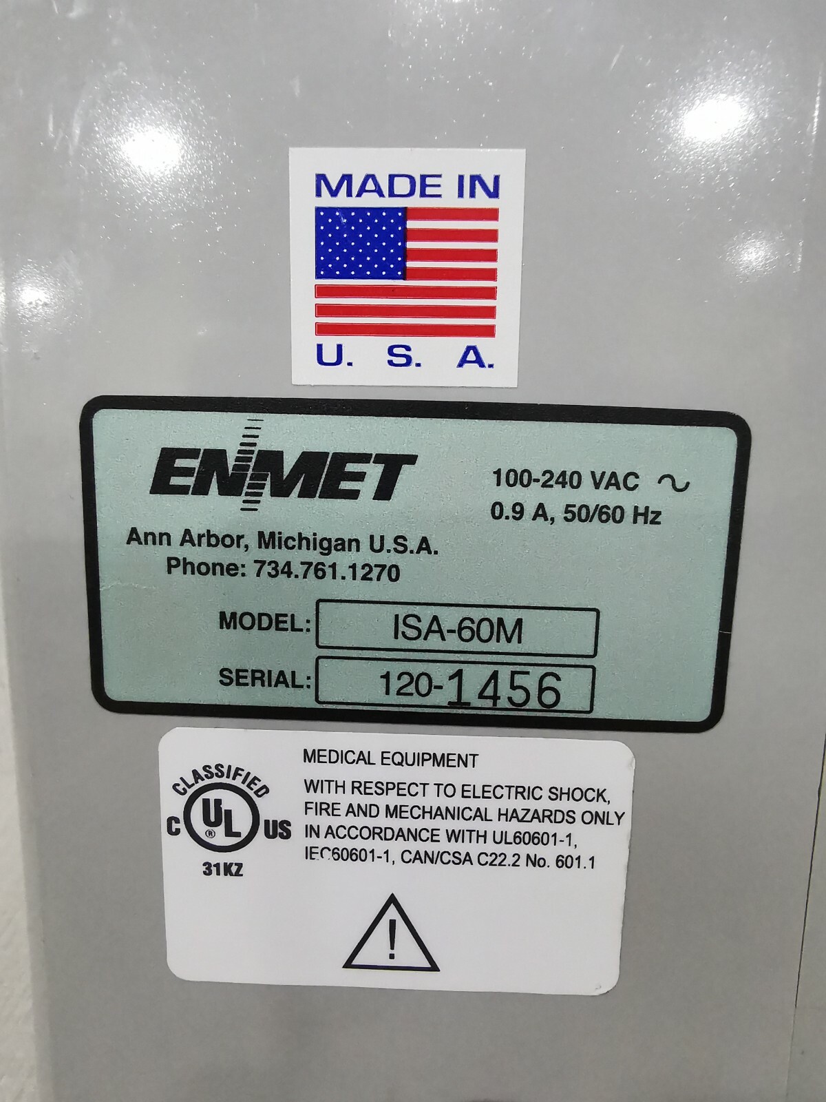 ENMET ISA-60M ENMET ISA-60M GAS OXYGEN MONITOR ALARM 100-240VAC W/O ANY ACCESSORIES 6