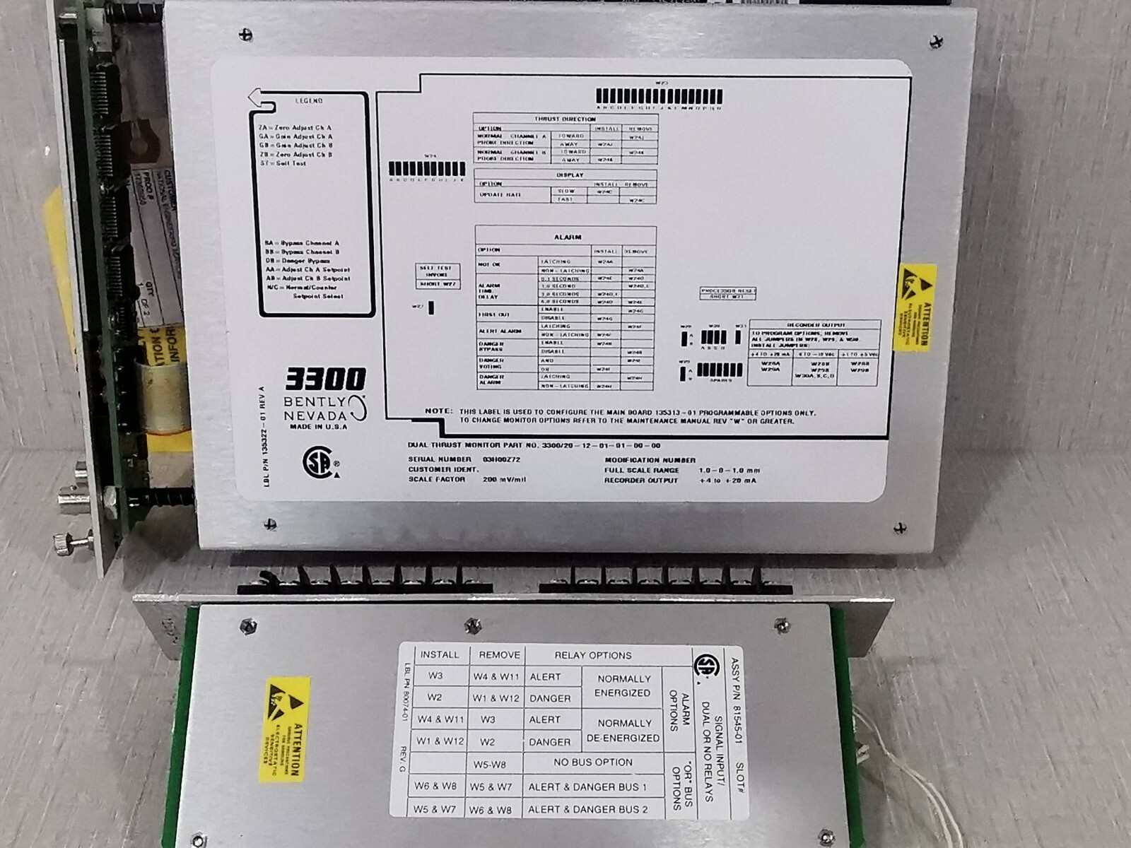 Bently Nevada 135313-01 / ASSY78462-01 AB Bently Nevada 3300/20 DUAL THRUST MONITOR 135313-01 / ASSY78462-01 AB 10