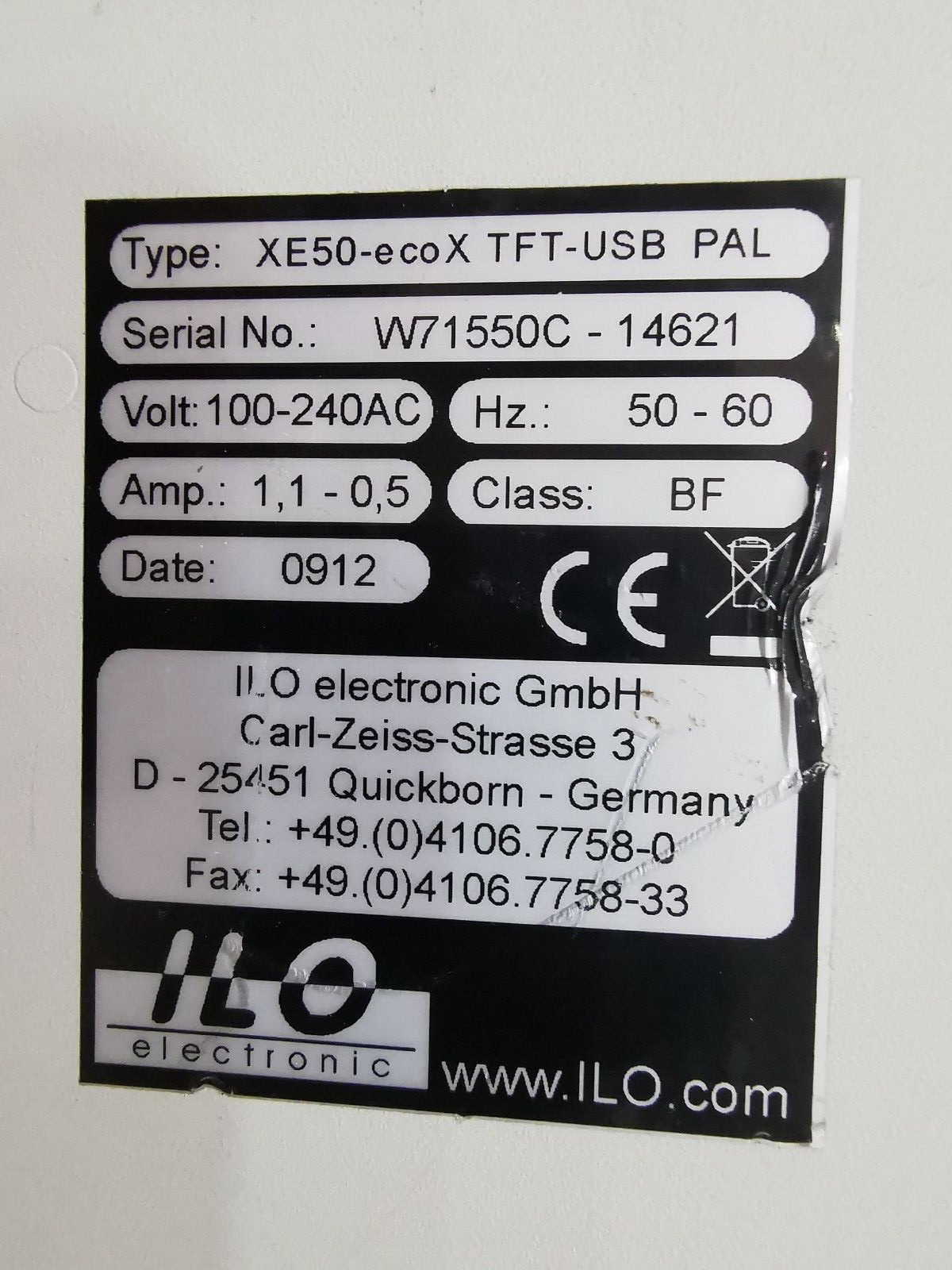 ILO XE50-ecoX TFT-USB PAL ILO XE50-ecoX TFT-USB PAL Compact System 100-240VAC 50/60Hz 7