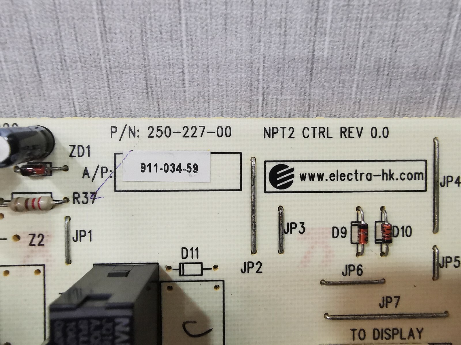 Electra 250-227-00 NPT2 Electra 250-227-00 NPT2 CTRL REV 0.0 2
