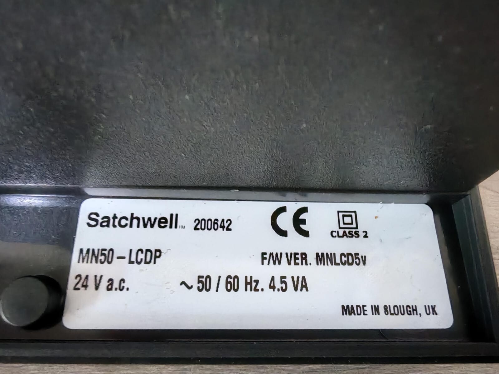 Satchwell MN50-LCD Satchwell MN50-LCD F/W VER.MNLCD5v Series 6749 Management Controller 24VAC 6