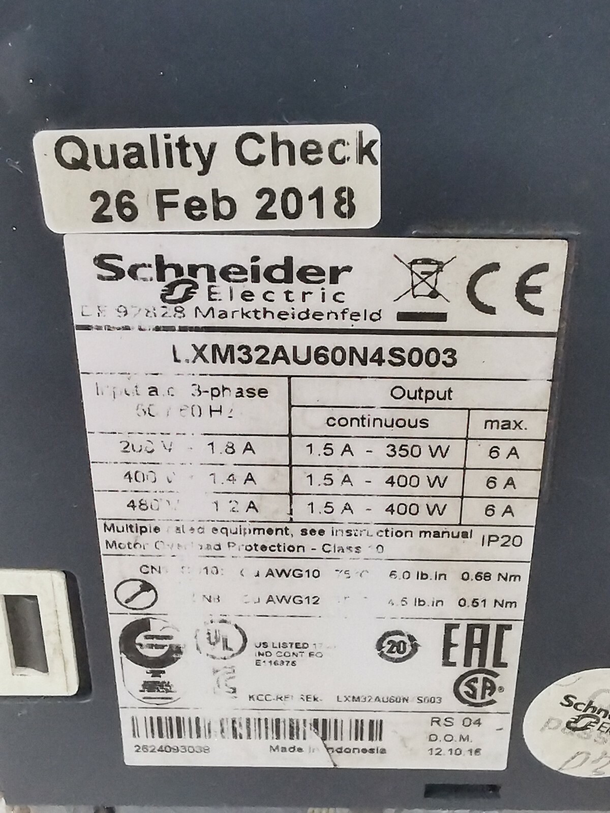 Schneider Electric CN6 I/O Schneider Electric LXM32AU60N4S003 SERVO DRIVE CN6 I/O 4