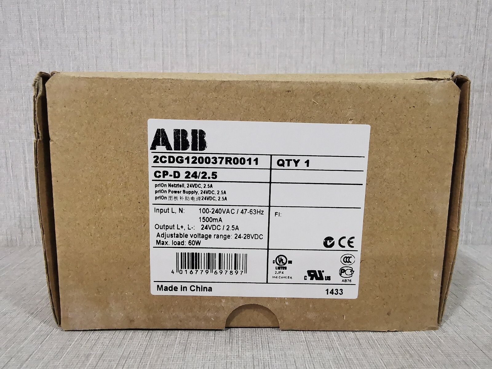 ABB 2CDG120037R0011 pcs ABB CP-D 24/2.5 2CDG120037R0011 Prion Power Supply 24VDC 2