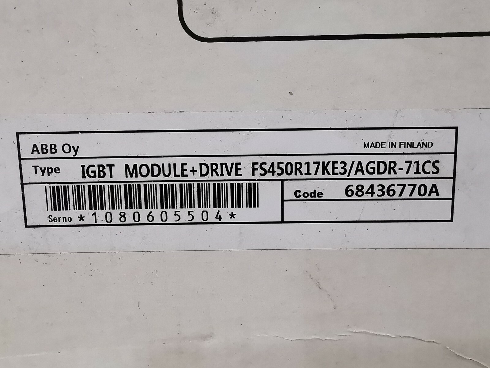 ABB 68436770A ABB FS450R17KE3/AGDR-71CS IGBT MODULE DRIVE 68436770A 9