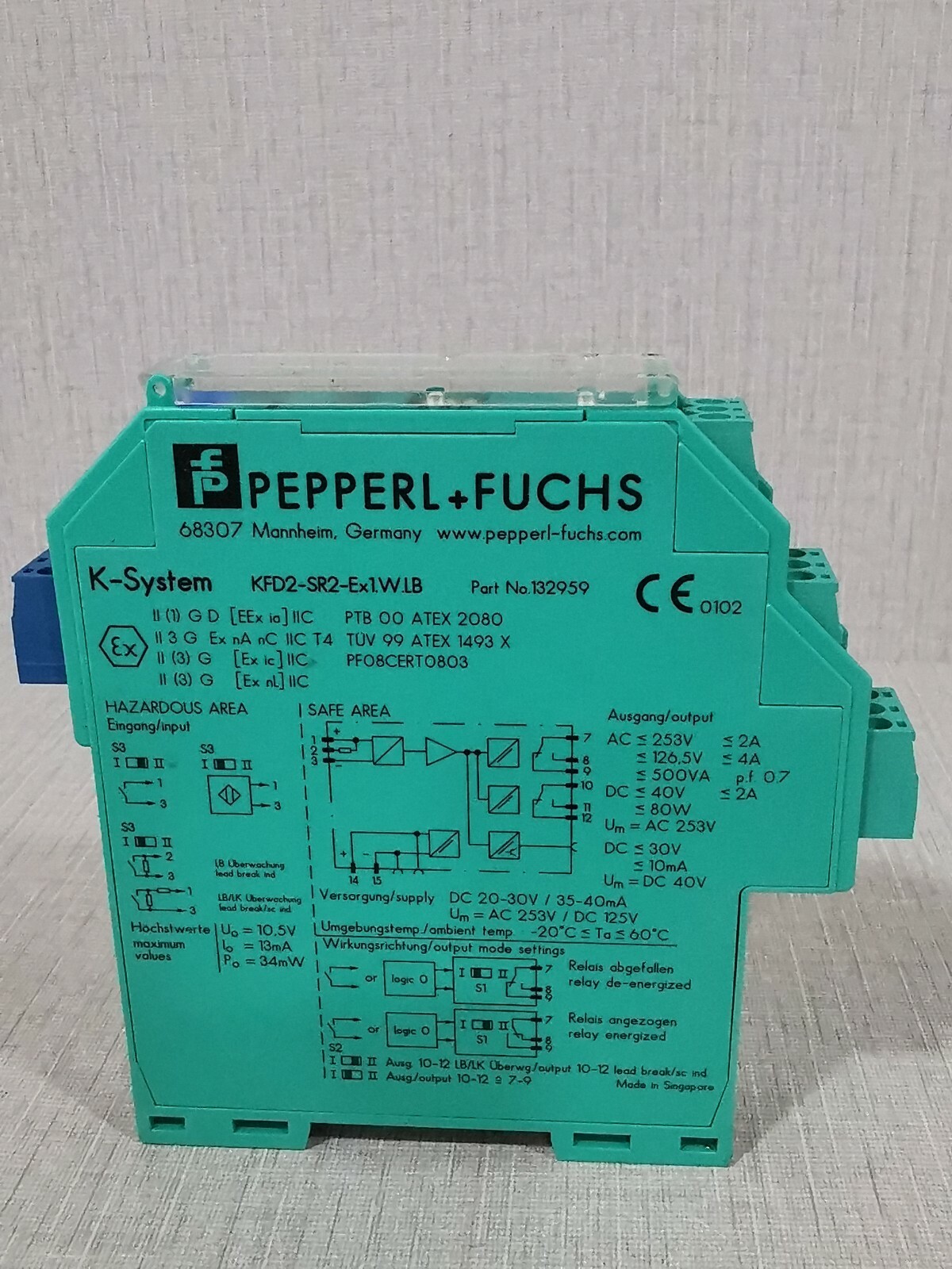 PEPPERL+FUCHS 132959 PEPPERL+FUCHS KFD2-SR2-Ex1WLB Isolated Amplifier 132959 2