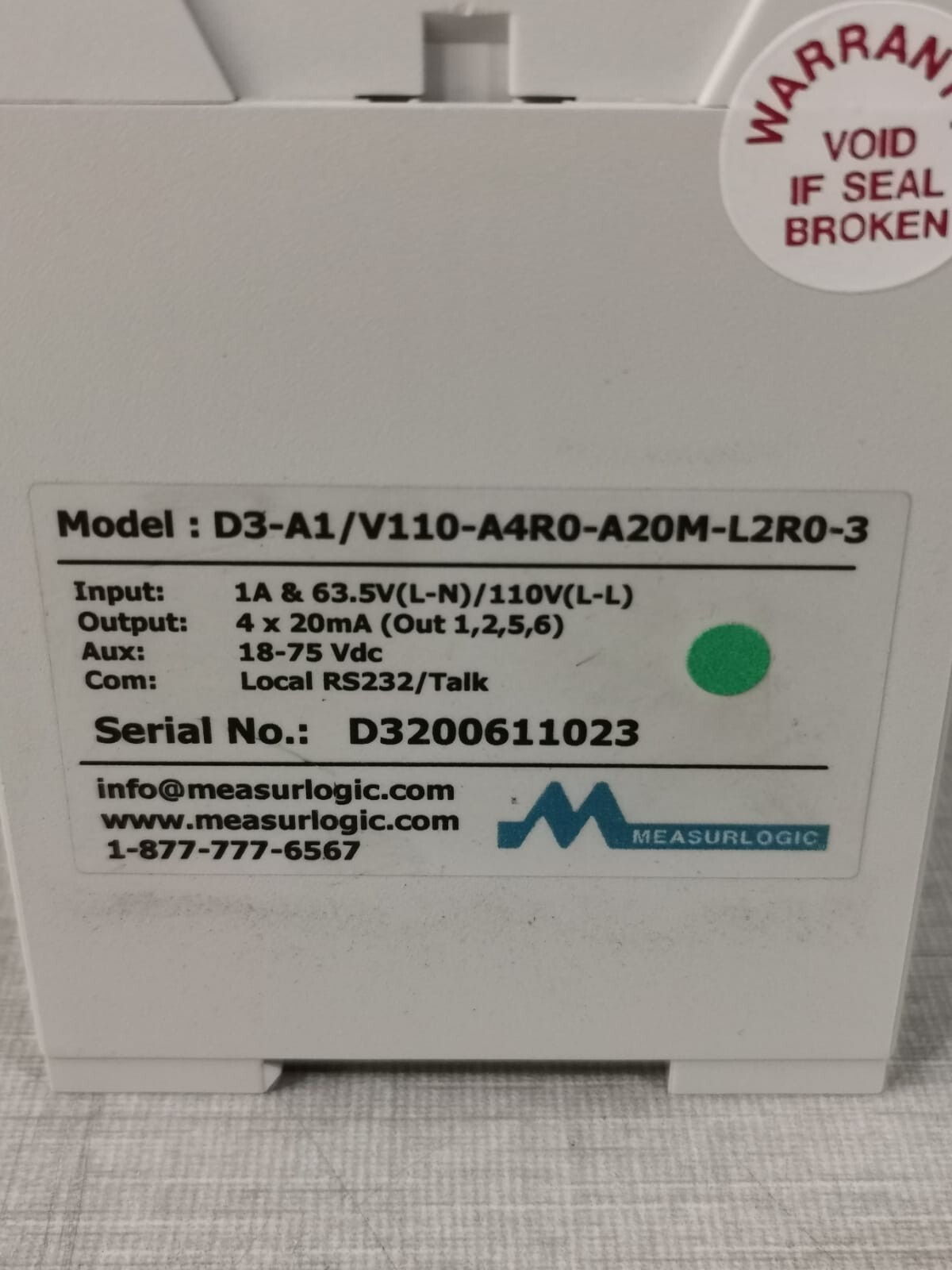 Measurlogic DTS 300 Measurlogic DTS 300 D3-A1/V110-A4R0-A20M-L2R0-3 3