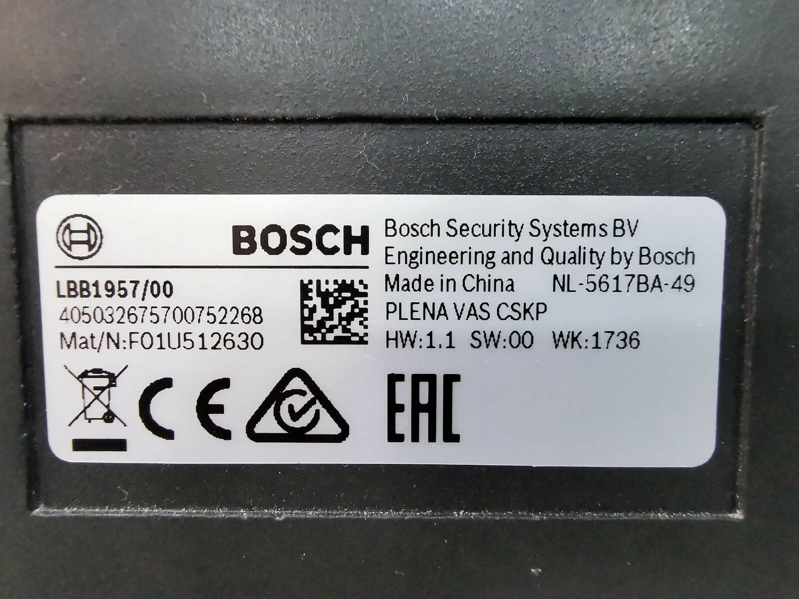 Bosch LBB1957/00 BOSCH PLENA LBB1957/00 Plena Voice Alarm Keypad 2