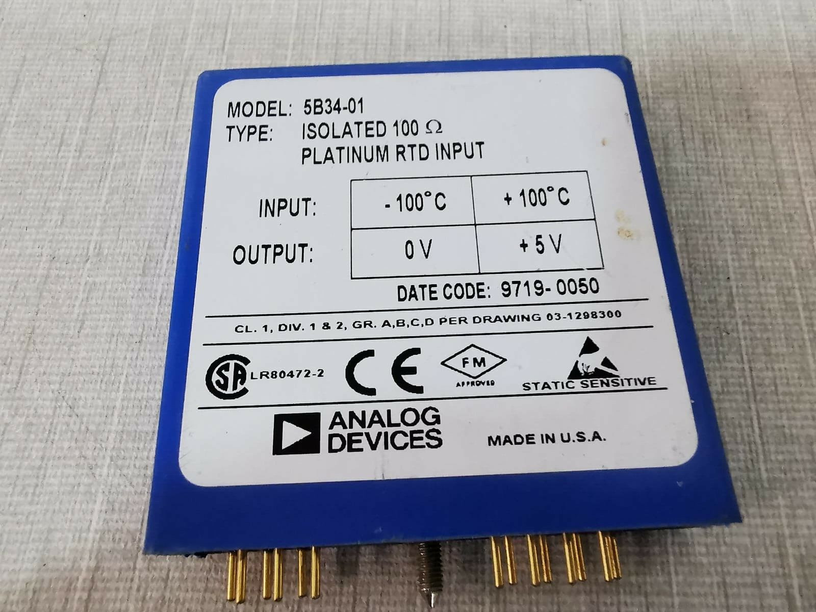 UNKNOWN 5B34 FM 5B34 ANALOG DEVICES ISOLATED 100 PLATINUM RTD INPUT 5