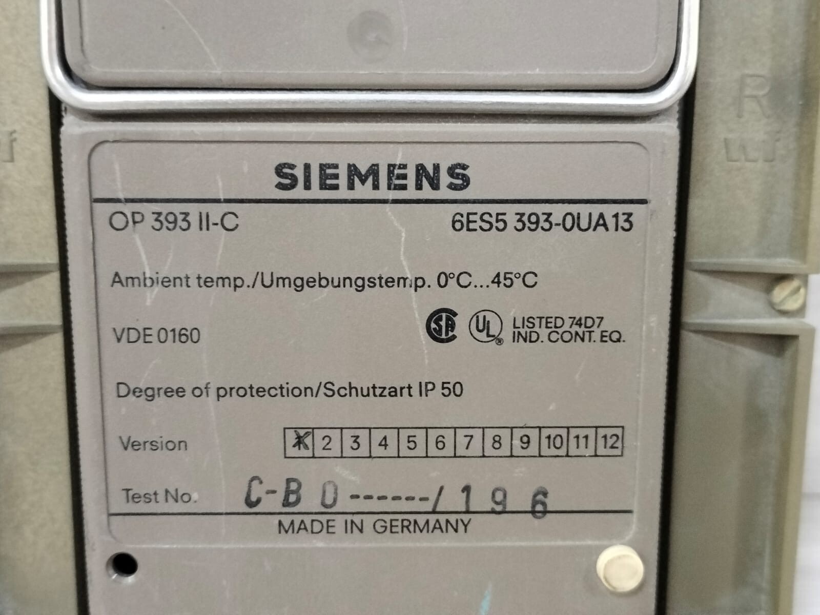 Siemens 6ES5 393-OUA13 SIEMENS OP 393 II-C OPERATOR PANEL 6ES5 393-OUA13 6