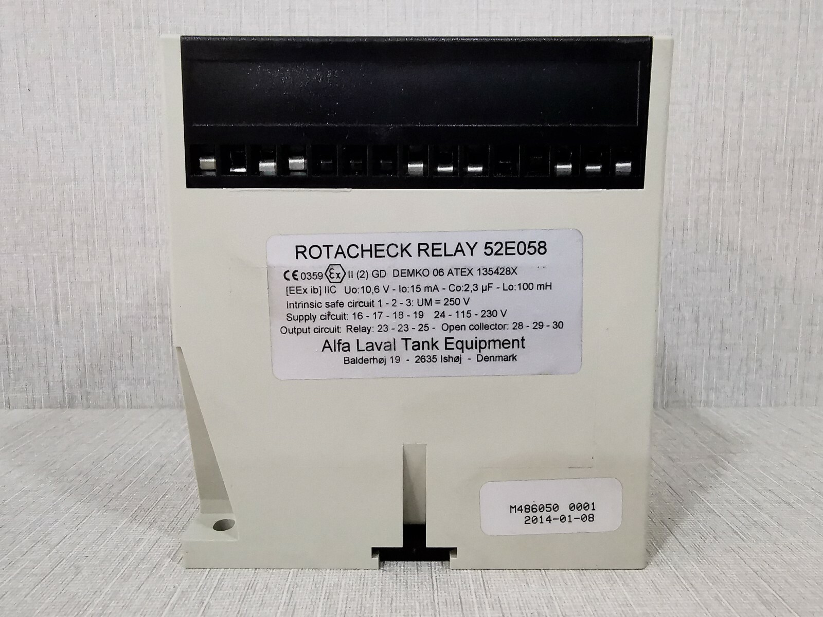 Alfa Laval ROTACHECK-RELAY-52E058 Alfa Laval ROTACHECK 52E058 CONTROL RELAY 3
