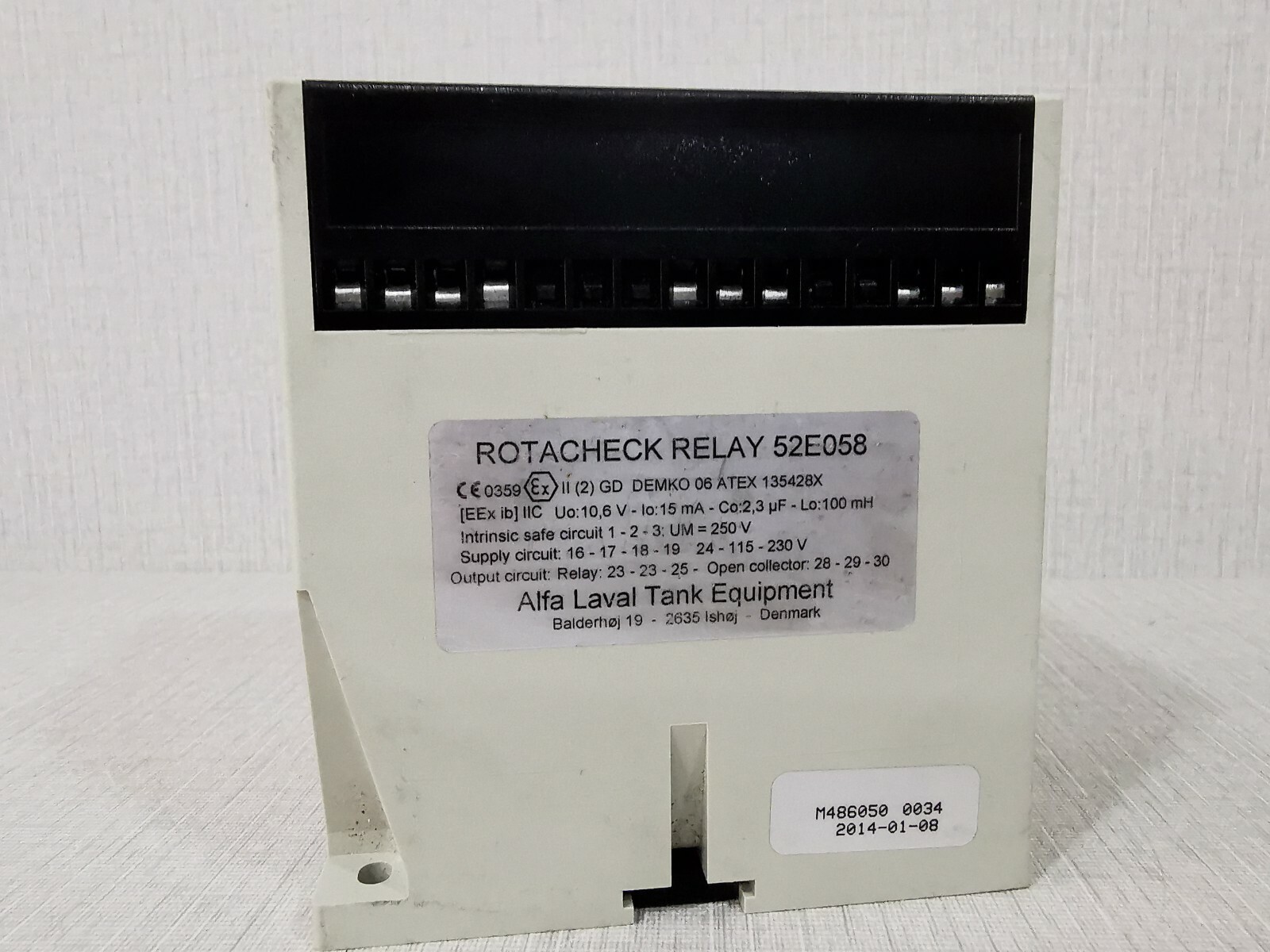 Alfa Laval ROTACHECK-RELAY-52E058 Alfa Laval ROTACHECK52E058 CONTROL RELAY 2