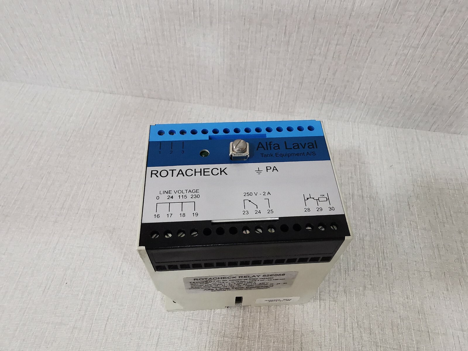 Alfa Laval ROTACHECK-RELAY-52E058 Alfa Laval ROTACHECK52E058 CONTROL RELAY 3