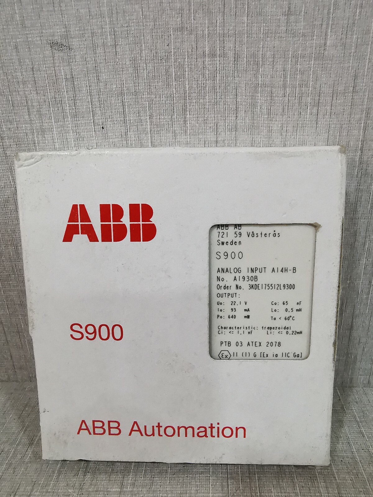 ABB 3KDE1755I2L9300 ABB S900 / AI930B ANALOG INPUT 3KDE1755I2L9300 2