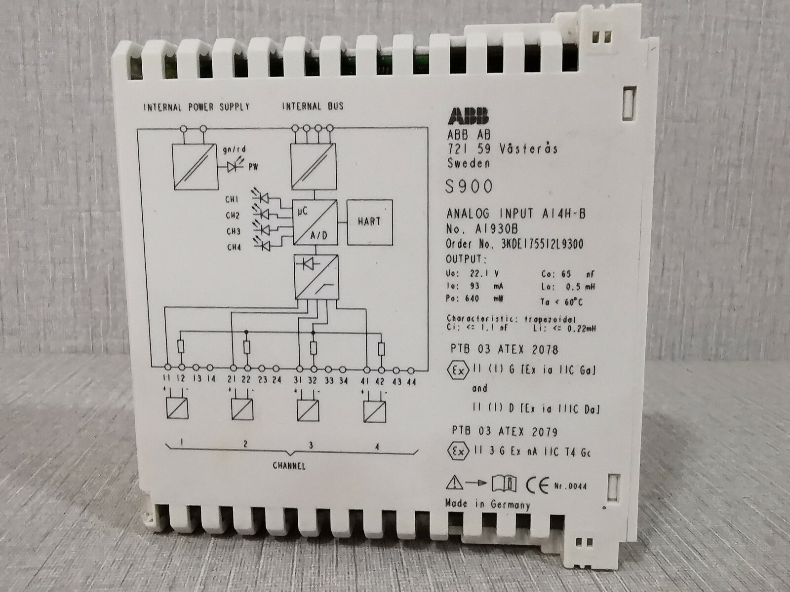 ABB 3KDE1755I2L9300 ABB S900 / AI930B ANALOG INPUT 3KDE1755I2L9300 6